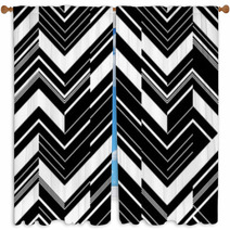 Pattern In Zigzag - Black And White Window Curtains 45305082