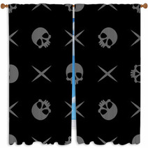 Pattern Skull Bone Cross Window Curtains 100877181