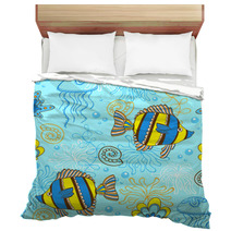 Pattern With Fishes And Shells Bedding 71311680
