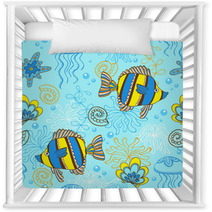 Pattern With Fishes And Shells Nursery Decor 71311680