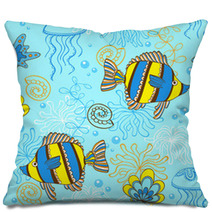 Pattern With Fishes And Shells Pillows 71311680