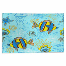 Pattern With Fishes And Shells Rugs 71311680