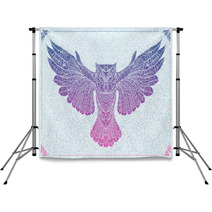 Patterned Owl On The Floral Background Backdrops 94296717