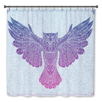 Patterned Owl On The Floral Background Bath Decor 94296717