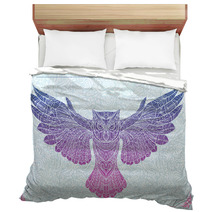 Patterned Owl On The Floral Background Bedding 94296717