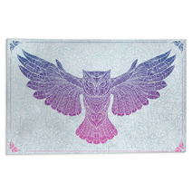 Patterned Owl On The Floral Background Rugs 94296717
