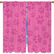 Paw Prints Background_01_Pink Window Curtains 98807823