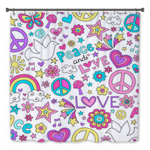 Peace And Love Groovy Doodle Seamless Vector Pattern Bath Decor 48264485
