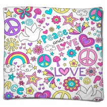 Peace And Love Groovy Doodle Seamless Vector Pattern Blankets 48264485