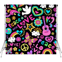 Peace And Love Seamless Pattern Vector Doodle Backdrops 56210074
