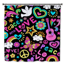 Peace And Love Seamless Pattern Vector Doodle Bath Decor 56210074