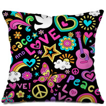 Peace And Love Seamless Pattern Vector Doodle Pillows 56210074