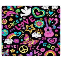 Peace And Love Seamless Pattern Vector Doodle Rugs 56210074