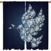 Peace Dove With Olive Branch Made From Diamonds Window Curtains 64912955
