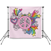 Peace Sign Groovy Psychedelic Retro Doodles Backdrops 45340379
