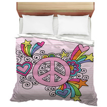 Peace Sign Groovy Psychedelic Retro Doodles Bedding 45340379
