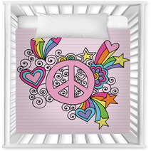 Peace Sign Groovy Psychedelic Retro Doodles Nursery Decor 45340379