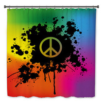 Peace Sign On Rainbow Background Bath Decor 48472065