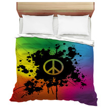 Peace Sign On Rainbow Background Bedding 48472065