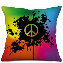 Peace Sign On Rainbow Background Pillows 48472065