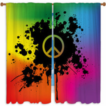 Peace Sign On Rainbow Background Window Curtains 48472065