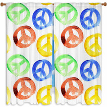 Peace Signs Seamless Window Curtains 64309569