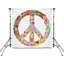 Peace Symbol Groovy Flowers Design-Pace Simbolo Floreale Backdrops 51649318