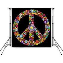 Peace Symbol Groovy Flowers Design-Pace Simbolo Floreale Backdrops 51729516