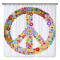 Peace Symbol Groovy Flowers Design-Pace Simbolo Floreale Bath Decor 51649318