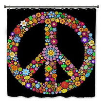 Peace Symbol Groovy Flowers Design-Pace Simbolo Floreale Bath Decor 51729516