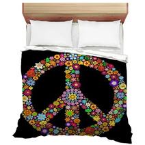 Peace Symbol Groovy Flowers Design-Pace Simbolo Floreale Bedding 51729516