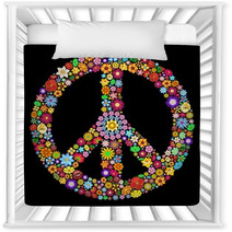 Peace Symbol Groovy Flowers Design-Pace Simbolo Floreale Nursery Decor 51729516