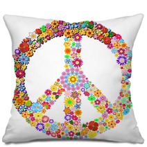 Peace Symbol Groovy Flowers Design-Pace Simbolo Floreale Pillows 51649318