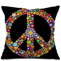 Peace Symbol Groovy Flowers Design-Pace Simbolo Floreale Pillows 51729516