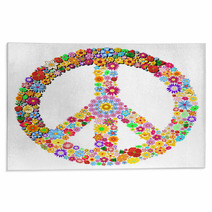 Peace Symbol Groovy Flowers Design-Pace Simbolo Floreale Rugs 51649318