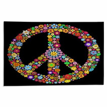 Peace Symbol Groovy Flowers Design-Pace Simbolo Floreale Rugs 51729516