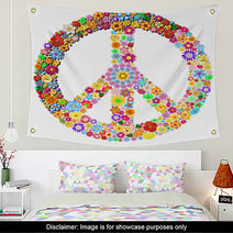 Peace Symbol Groovy Flowers Design-Pace Simbolo Floreale Wall Art 51649318