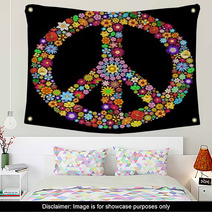 Peace Symbol Groovy Flowers Design-Pace Simbolo Floreale Wall Art 51729516