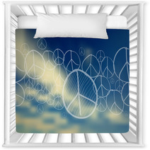 Peace Symbol Over Blue Sky Blurred Background Nursery Decor 67924621