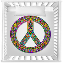 Peace Symbol Psychedelic Art Design-Simbolo Pace Psichedelico Nursery Decor 47799919