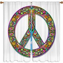 Peace Symbol Psychedelic Art Design-Simbolo Pace Psichedelico Window Curtains 47799919