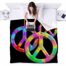 Peace Symbols Psychedelic Ornaments-Simbolo Pace Psichedelico Blankets 46091281