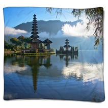 Peaceful View Of A Lake At Bali Indonesia Blankets 45222192