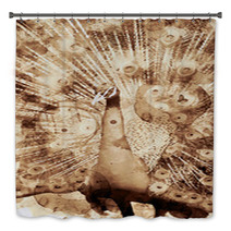 Peacock Bird Digital Art Coffee Stain Panting Bath Decor 241255267