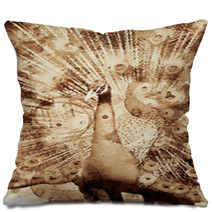 Peacock Bird Digital Art Coffee Stain Panting Pillows 241255267