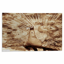 Peacock Bird Digital Art Coffee Stain Panting Rugs 241255267