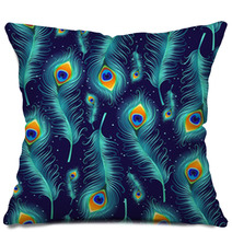 Peacock Feather Seamless Pattern Vector Illustration Pillows 110488036