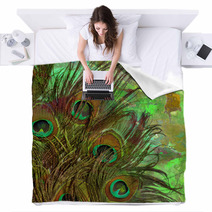 Peacock Feathers Blankets 177225792