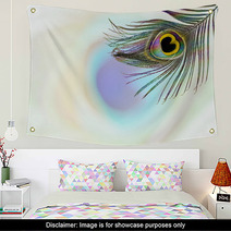 Peacock Feathers In Blurs Background With Text Copy Space Wall Art 142143877