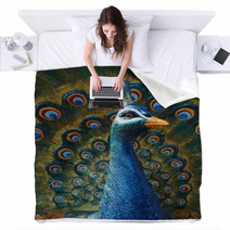 Peacock Statue Blankets 74469581